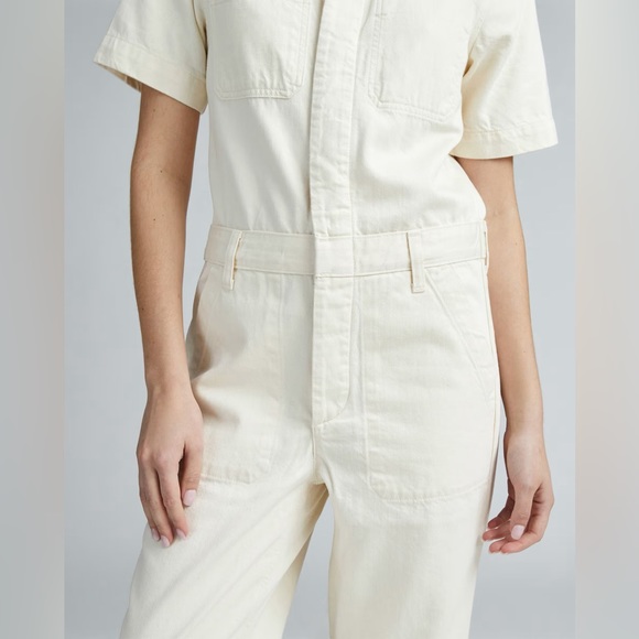 Everlane The Short Sleeve Denim Coverall Ecru Cream Size 0 - Picture 9 of 10